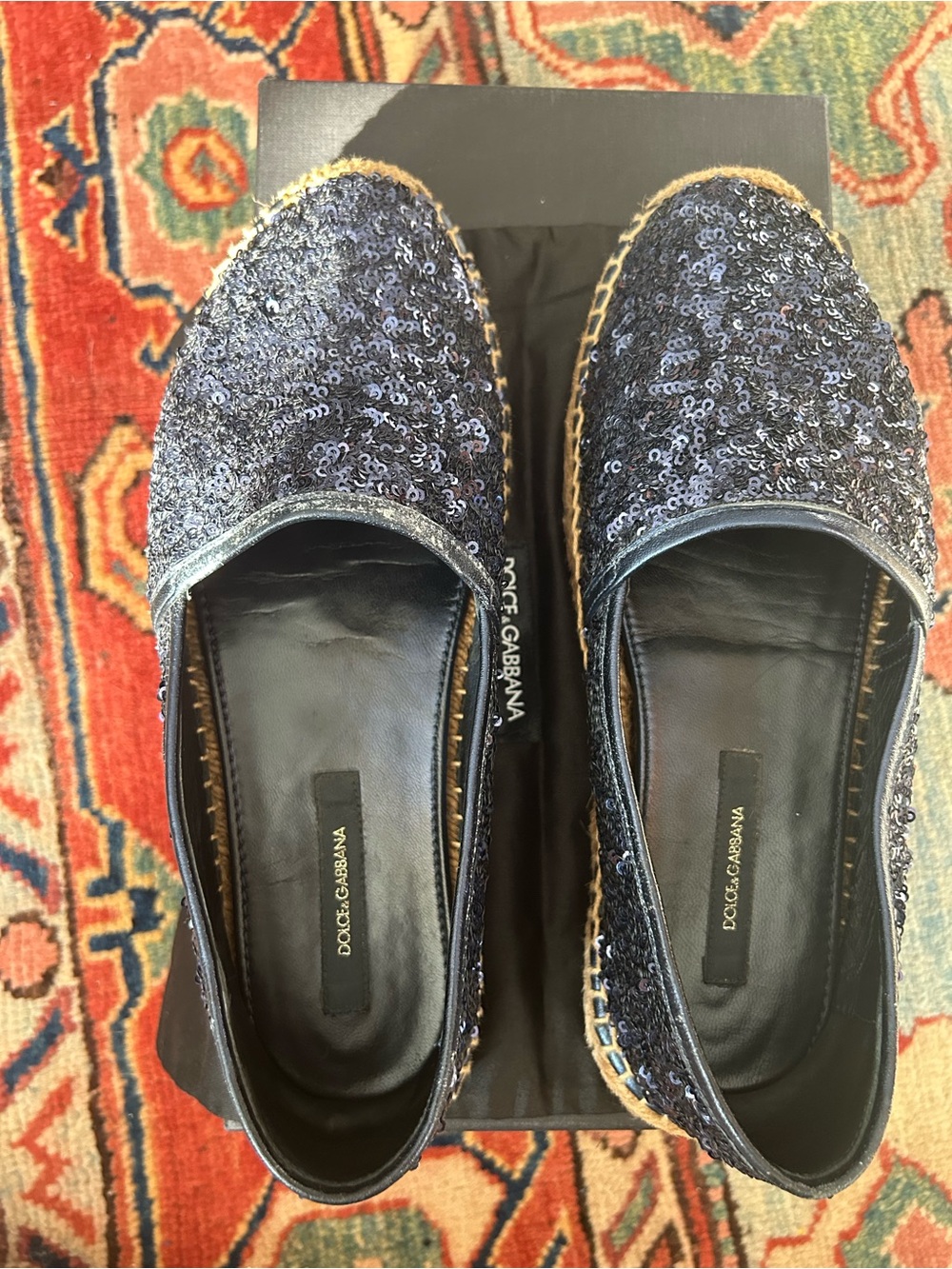 Dolce & Gabbana Navy Sequin Espadrilles